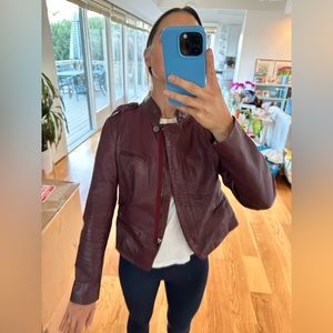Tory Burch Burgundy Moto Jacket